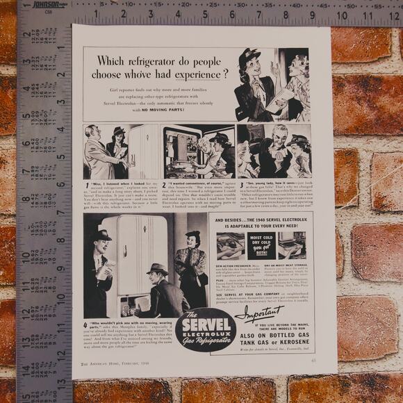 1940 Vintage Servel Gas Refrigerator Print Ad Retro Kitchen Appliance Decor - Picture 5 of 16